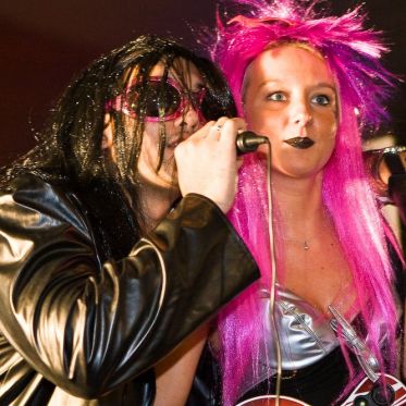 soirée, skyboard, rock band, étoile