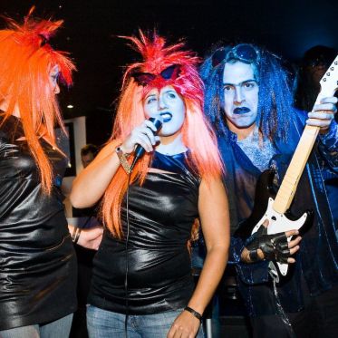 soirée, skyboard, rock band, étoile