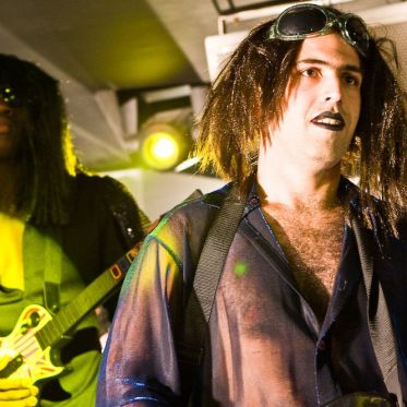 soirée, skyboard, rock band, étoile