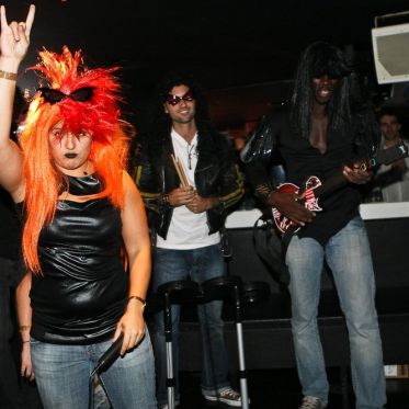 soirée, skyboard, rock band, étoile