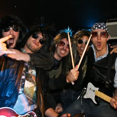 soirée, skyboard, rock band, étoile