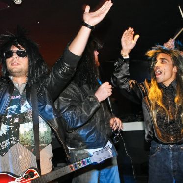 soirée, skyboard, rock band, étoile