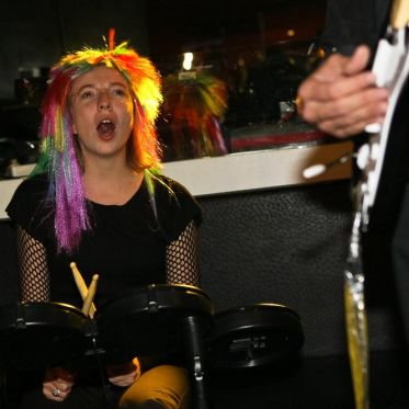 soirée, skyboard, rock band, étoile