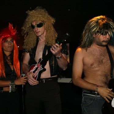 soirée, skyboard, rock band, étoile