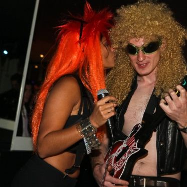 soirée, skyboard, rock band, étoile