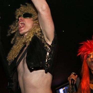 soirée, skyboard, rock band, étoile