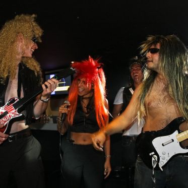 soirée, skyboard, rock band, étoile