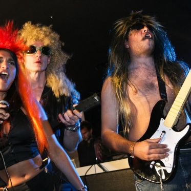 soirée, skyboard, rock band, étoile