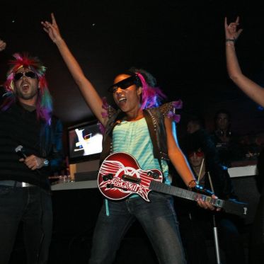 soirée, skyboard, rock band, étoile