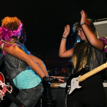 soirée, skyboard, rock band, étoile