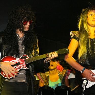 soirée, skyboard, rock band, étoile