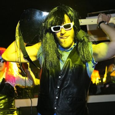 soirée, skyboard, rock band, étoile