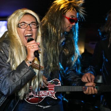 soirée, skyboard, rock band, étoile