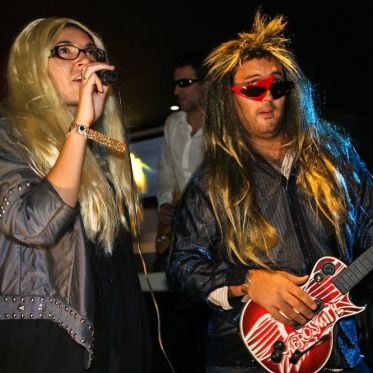 soirée, skyboard, rock band, étoile