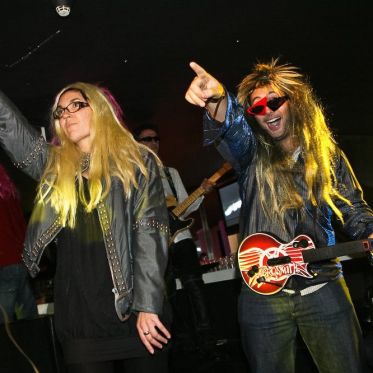 soirée, skyboard, rock band, étoile