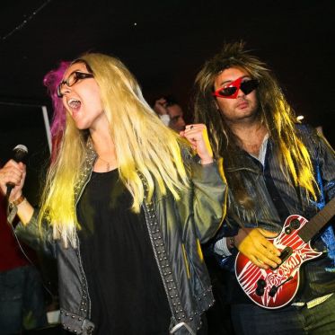 soirée, skyboard, rock band, étoile