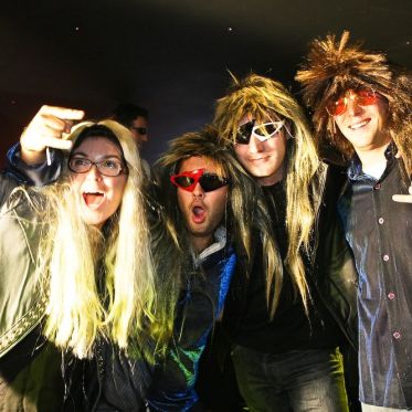 soirée, skyboard, rock band, étoile