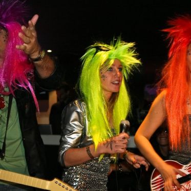 soirée, skyboard, rock band, étoile