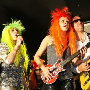 soirée, skyboard, rock band, étoile