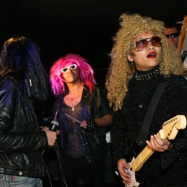 soirée, skyboard, rock band, étoile