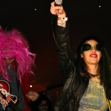 soirée, skyboard, rock band, étoile