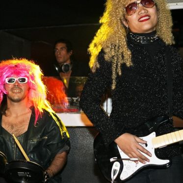 soirée, skyboard, rock band, étoile