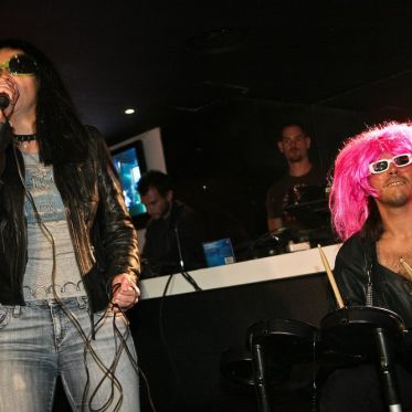 soirée, skyboard, rock band, étoile