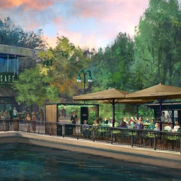 Petite Rosalie : la terrasse au bord du lac du restaurant Rosalie à Disney Village