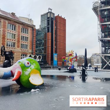 La Neige à Paris - fontaine Stravinsky