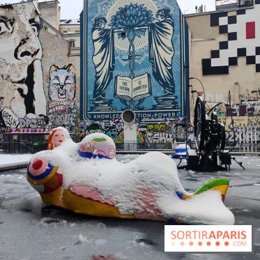 La Neige à Paris - fontaine Stravinsky