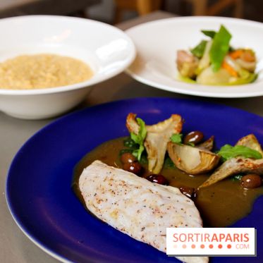 Cucina, Ducasse à la Maison de la Mutualité : bar rôti, polenta et légmumes