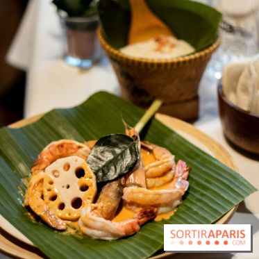 Djakarta-Bali : pepes udong (gambas à l'étuvée dans une feuille de bananier)