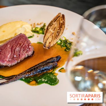 Sphère restaurant Paris 8e - bœuf Simmental - carotte violette - mousseline cresson - écrasé de pomme de terre