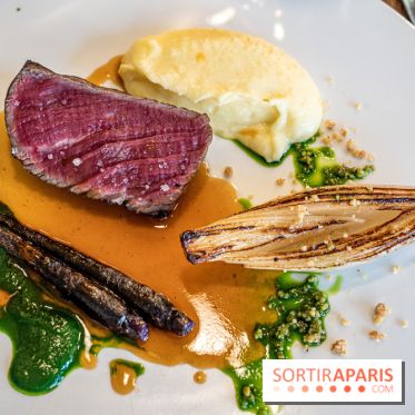 Sphère restaurant Paris 8e - bœuf Simmental - carotte violette - mousseline cresson - écrasé de pomme de terre