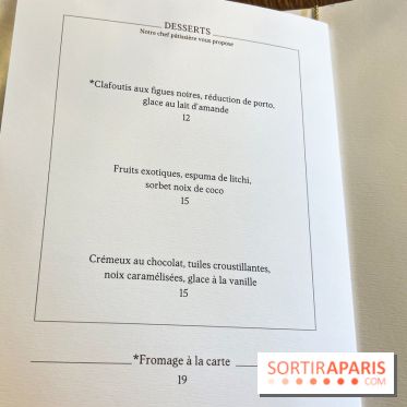 Sphère restaurant Paris 8e - carte - menu