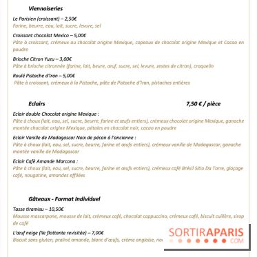 L'Éclair de Génie Café Paris - carte - menu