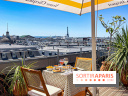 La terrasse estivale du Printemps Haussmann 2025 avec vue sur Paris et la Tour Eiffel