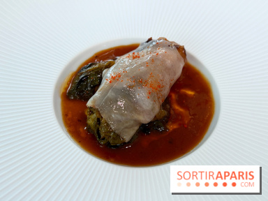 Geoélia - Sucrine braisée, jus de homard, sauce Grand Veneur