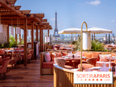 La terrasse en rooftop du Kinugawa à l'hôtel Sax Paris 7e