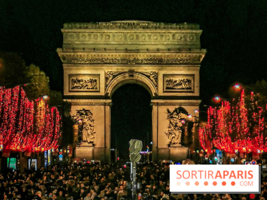 Réveillon du Nouvel an 2020 sur les Champs Élysées, spectacle sur l'Arc de Triomphe à Paris