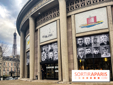 JR installe des portraits sur le Palais d'Iéna