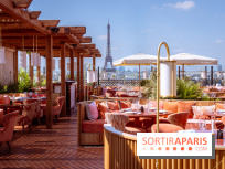 La terrasse en rooftop du Kinugawa à l'hôtel Sax Paris 7e
