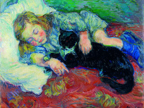 L'exposition Nicolas Tarkhoff gratuite au château du Val Fleury - Enfant et chat endormi