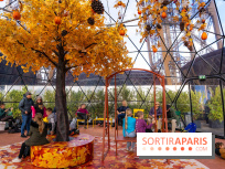 Bulle d'automne de la tour Eiffel : arbre géant et jeu grandeur nature au sommet de Paris
