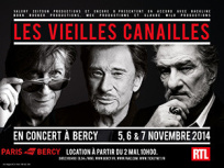 Les Vieilles Canailles : Johnny Hallyday, Jacques Dutronc et Eddy Mitchell, en concerts à Paris Bercy en novembre 2014 