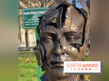 Des sculptures de visages d'Alexandre Monteiro "Hopare" à Paris