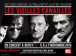Les Vieilles Canailles : Johnny Hallyday, Jacques Dutronc et Eddy Mitchell, en concerts à Paris Bercy en novembre 2014 