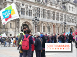 Manifestation des agents parisiens contre l'augmentation du temps de travail devant l'Hôtel de Ville