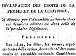Éphéméride du 14 septembre à Paris : Olympe de Gouges publie la Déclaration des droits de la femme
