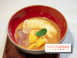 Djakarta-Bali : coupe kolak (banane, fruit de jaquier, fruit de palmier dans du lait de coco et sucre de palme)